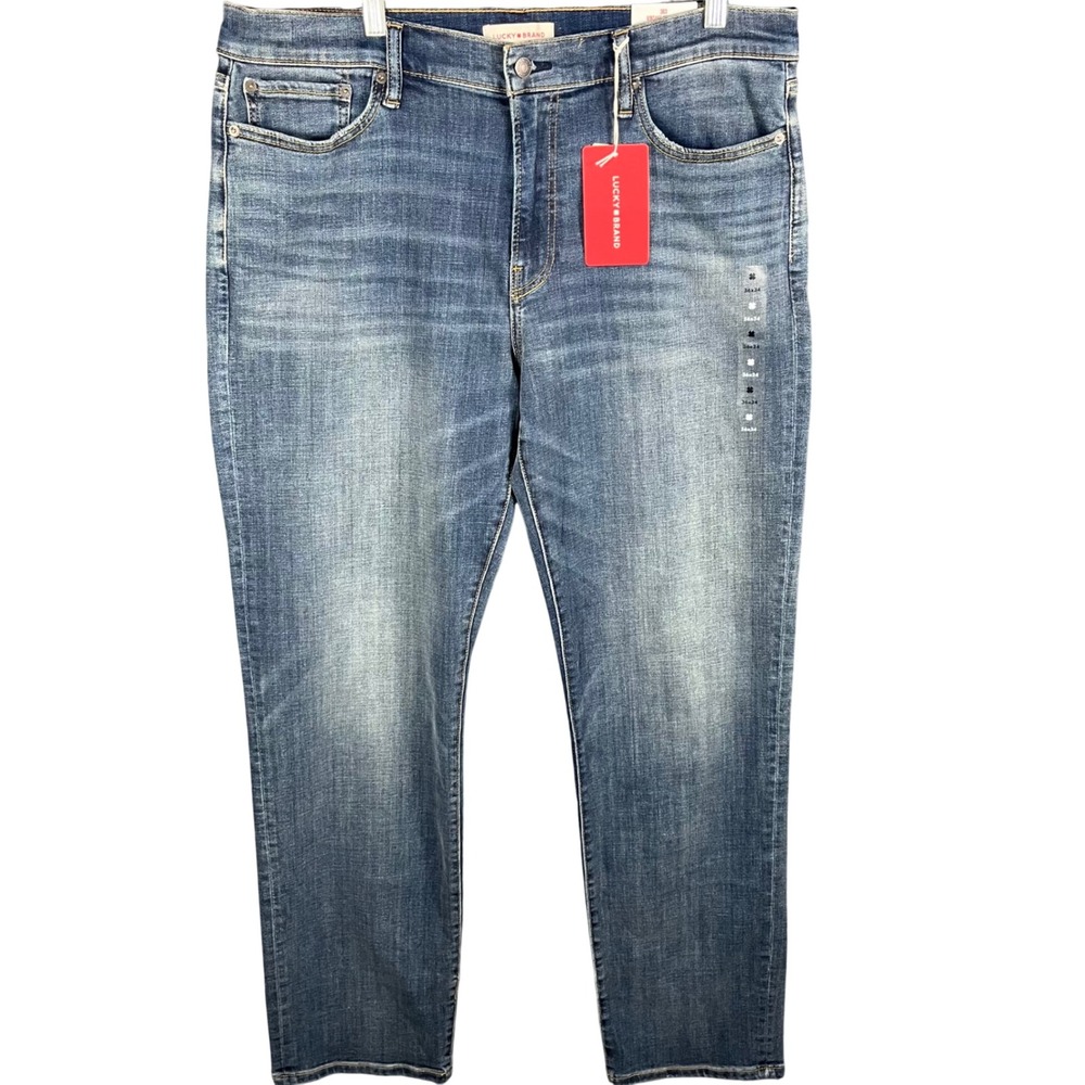 Lucky Brand 363 Vintage Straight Jeans Mens 38x34 Blue Advanced Stretch Coolmax